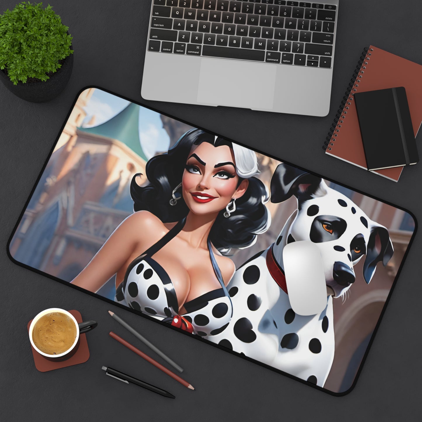 Diabolical Fashionista Villain Pin-Up - Original Art - Trading Card Game Playmat / Mouse Pad / Desk Mat